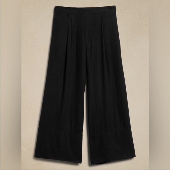 NWT! Banana Republic Black Linen-Blend Easy Wide-Leg Crop Pant - Multiple🔹 - Picture 4 of 6